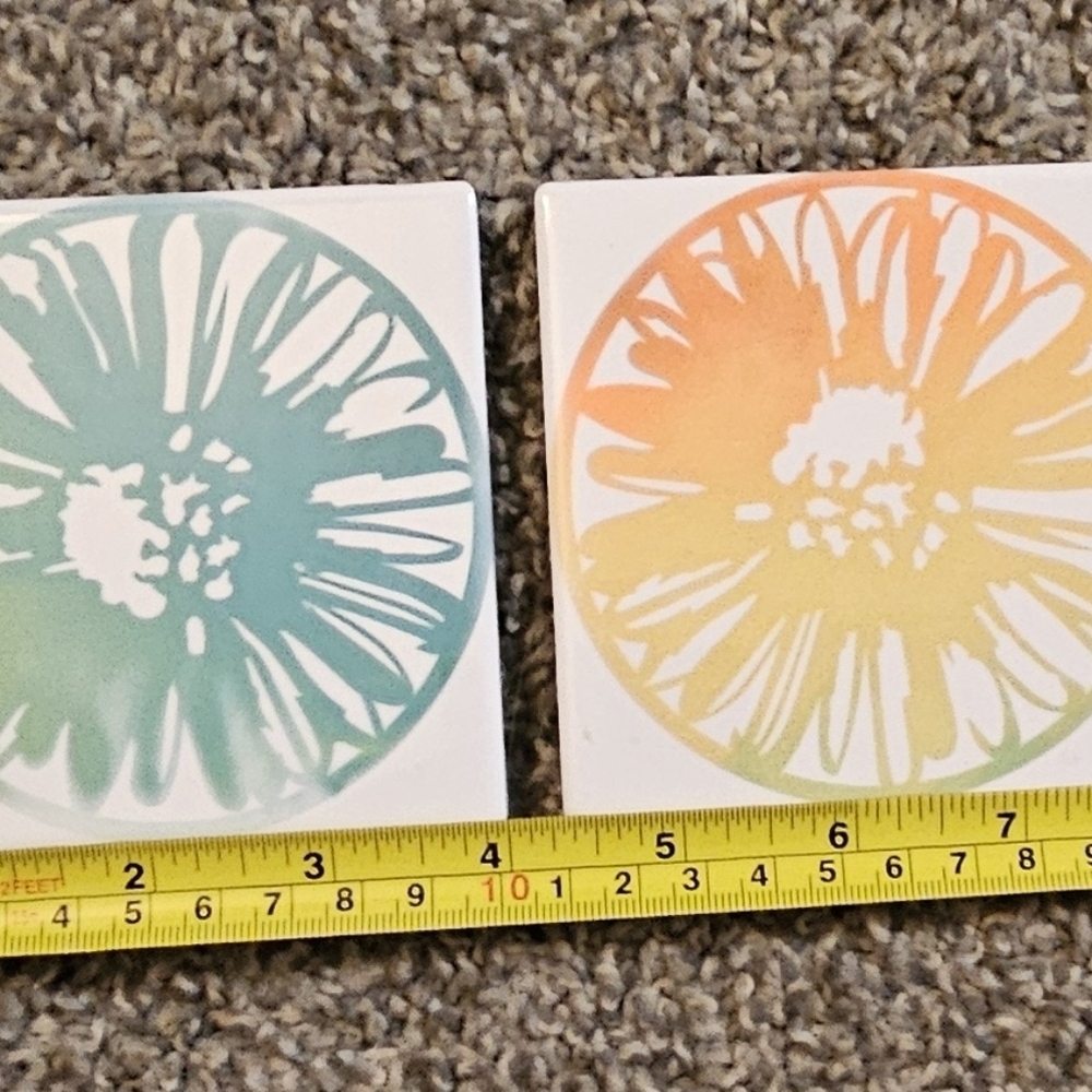 Floral Ceramic Sublimation Coasters Set Made By Me​​​